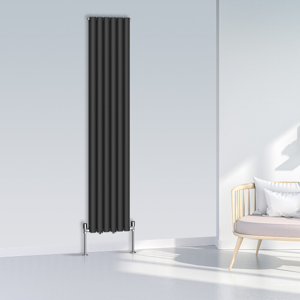 Nrg (1800X354mm Double, ) Oval Column Designer Radiator Horizontal Vertical Central Heating Radiator Rads Black