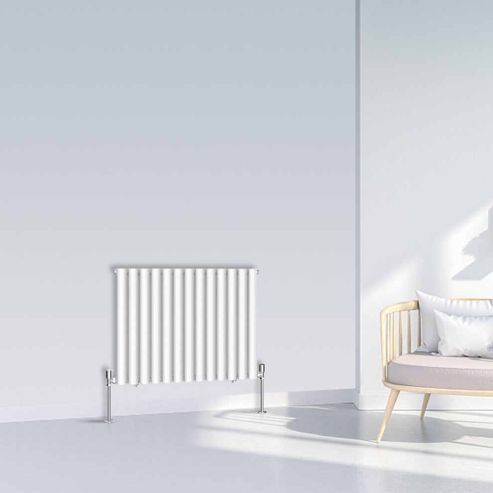 (600x767mm Single, White) NRG Oval Column Designer Radiator Horizontal Vertical Central Heating Radiator Rads