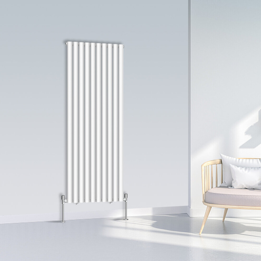 (1600x590mm Single, White) NRG Oval Column Designer Radiator Horizontal Vertical Central Heating Radiator Rads