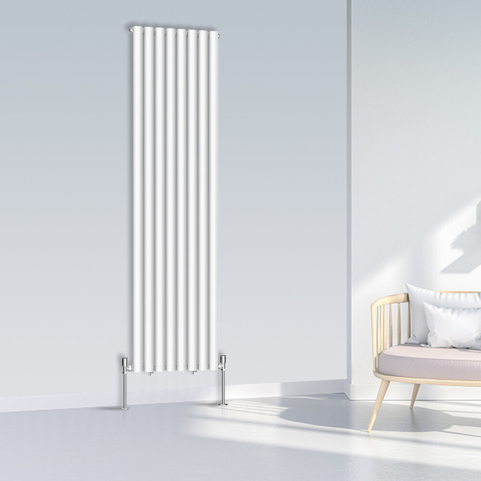 (1800x472mm Single, White) NRG Oval Column Designer Radiator Horizontal Vertical Central Heating Radiator Rads