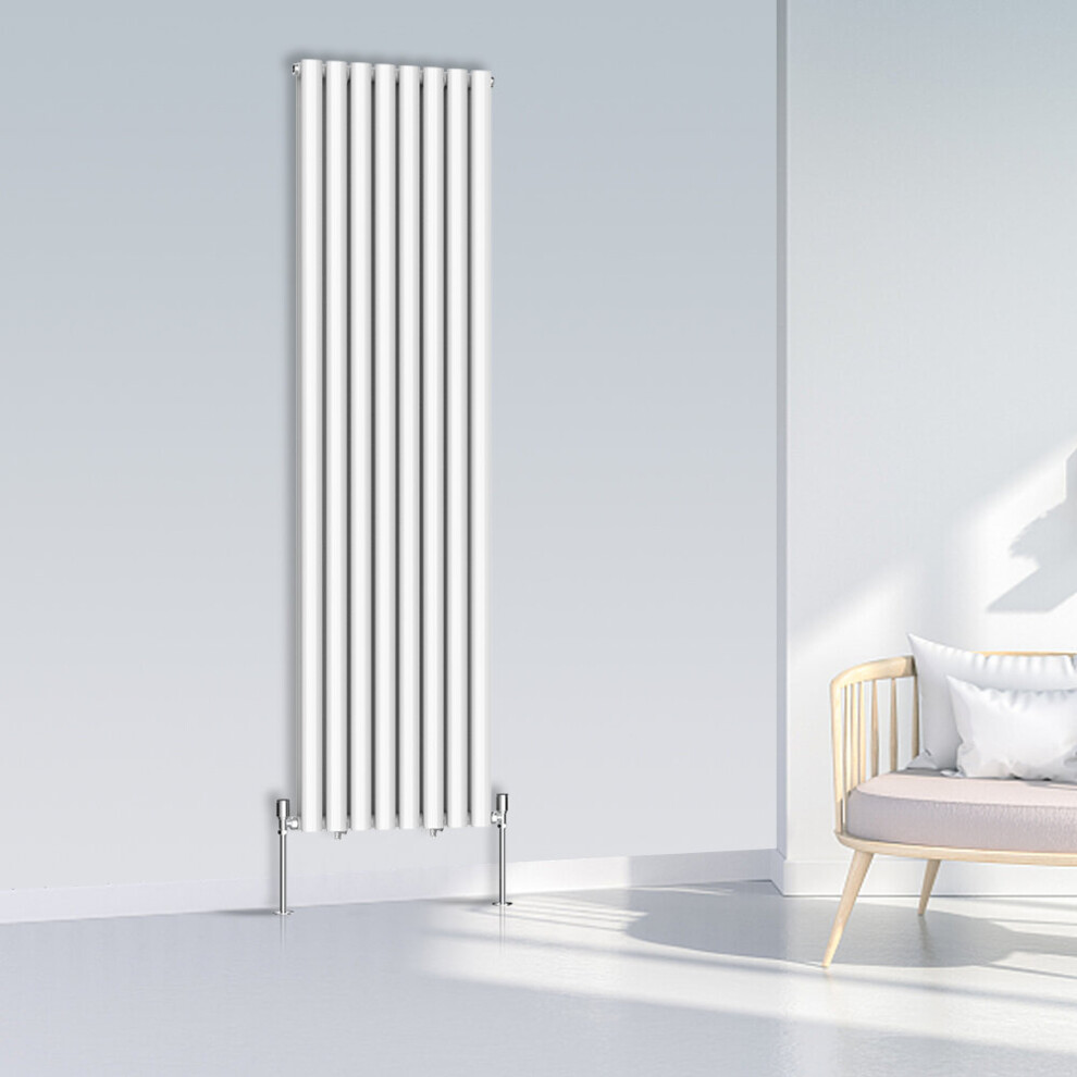 Nrg (1800X472mm Double, ) Oval Column Designer Radiator Horizontal Vertical Central Heating Radiator Rads White