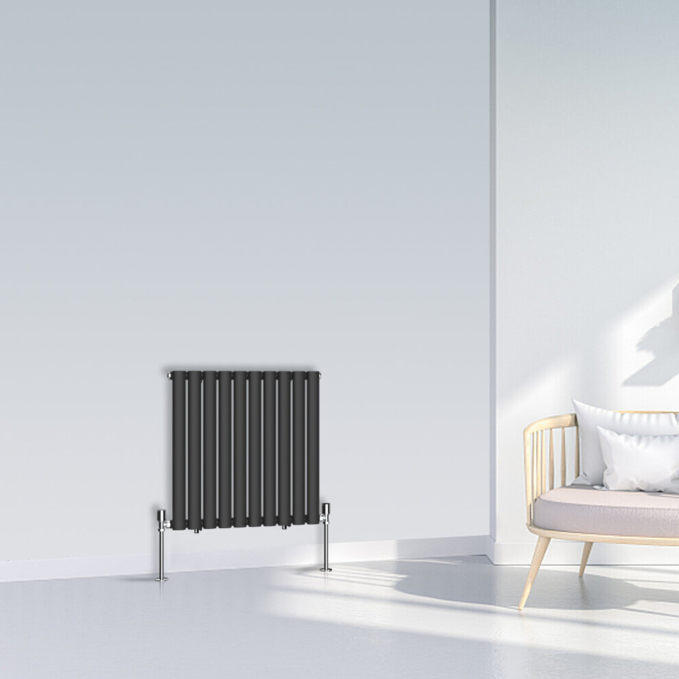 Nrg (600X590mm Single, ) Oval Column Designer Radiator Horizontal Vertical Central Heating Radiator Rads Black