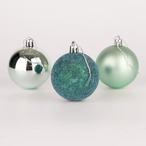(12Pcs, Turquoise) 50mm Christmas Baubles Shatterproof,Tree Decorations