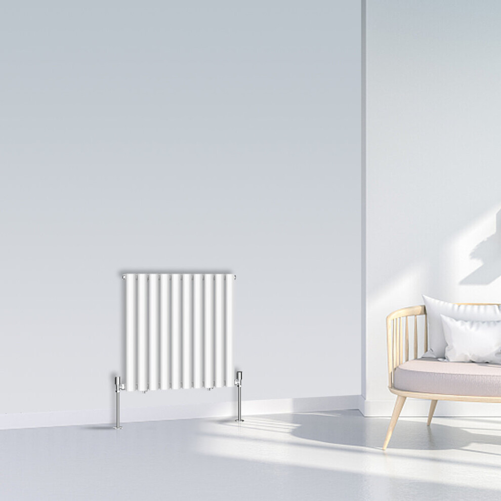 (600x590mm Single, White) NRG Oval Column Designer Radiator Horizontal Vertical Central Heating Radiator Rads