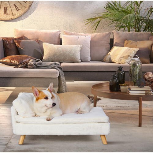Bingopaw Luxury Cat Bed Stool Dog Sofa Couch Bed Rubber Wood Legs 1