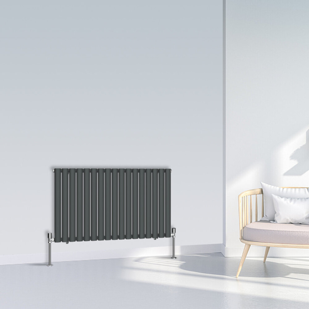 (600x1003mm Single, Anthracite) NRG Oval Column Designer Radiator Horizontal Vertical Central Heating Radiator Rads