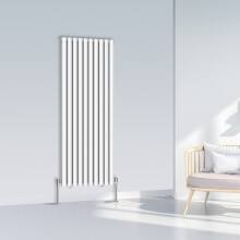 (1600x590mm Double, White) NRG Oval Column Designer Radiator Horizontal Vertical Central Heating Radiator Rads