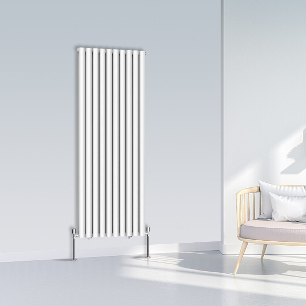 (1600x590mm Double, White) NRG Oval Column Designer Radiator Horizontal Vertical Central Heating Radiator Rads