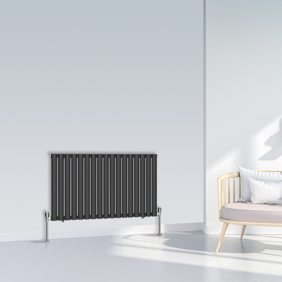 (600x1003mm Single, Black) NRG Oval Column Designer Radiator Horizontal Vertical Central Heating Radiator Rads