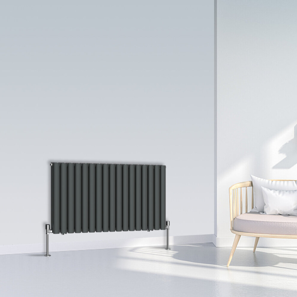 (600x1003mm Double, Anthracite) NRG Oval Column Designer Radiator Horizontal Vertical Central Heating Radiator Rads