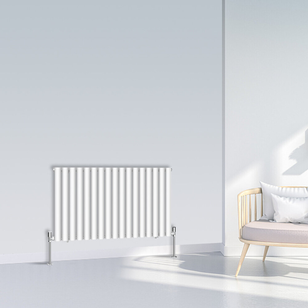 (600x1003mm Single, White) NRG Oval Column Designer Radiator Horizontal Vertical Central Heating Radiator Rads