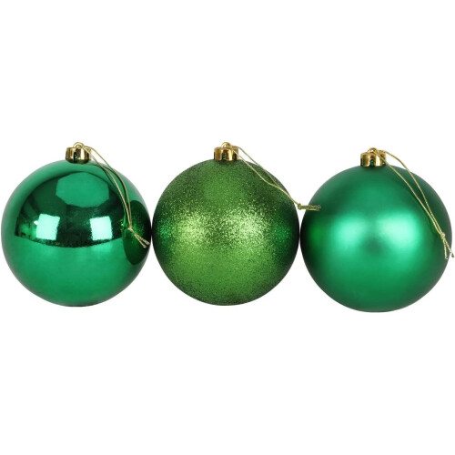 (Dark Green) 15cm/3Pcs Christmas Baubles Shatterproof,Tree Decor 1