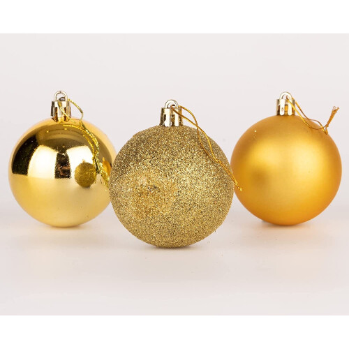 (Gold) 15cm/3Pcs Christmas Baubles Shatterproof,Tree Decor 1