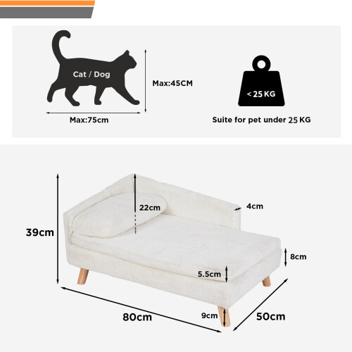 Bingopaw Luxury Cat Bed Stool Dog Sofa Couch Bed Rubber Wood Legs 2