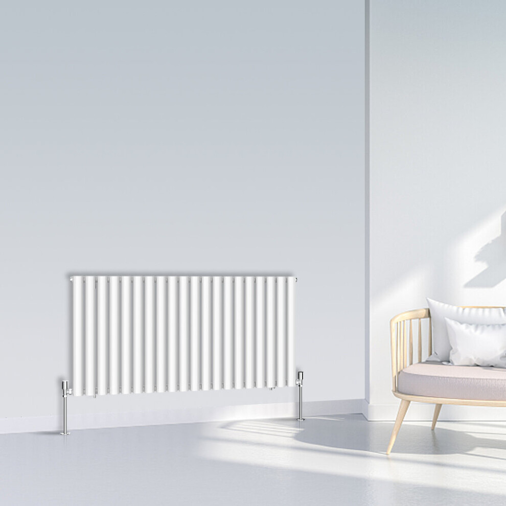 (600x1180mm Single, White) NRG Oval Column Designer Radiator Horizontal Vertical Central Heating Radiator Rads