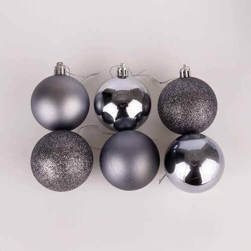 (24Pcs, Dark Grey) 50mm Christmas Baubles Shatterproof,Tree Decorations 2