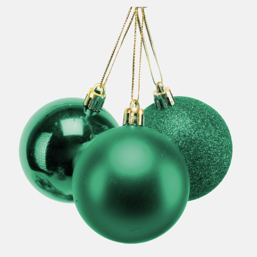 Shatchi (24Pcs, Emerald ) 50Mm Christmas Baubles Shatterproof,Tree Decorations Green