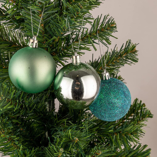 (12Pcs, Turquoise) 50mm Christmas Baubles Shatterproof,Tree Decorations 1