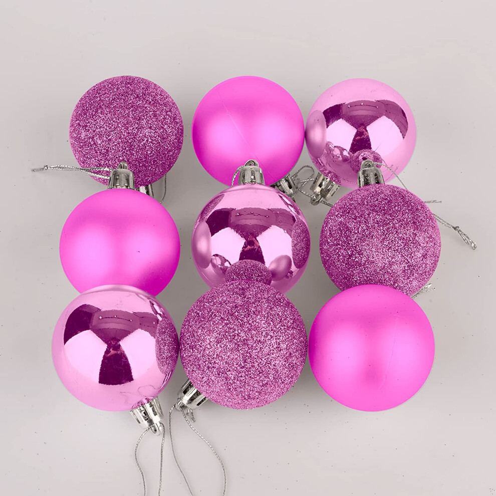 Shatchi (18Pcs, ) 50Mm Christmas Baubles Shatterproof,Tree Decorations Pink
