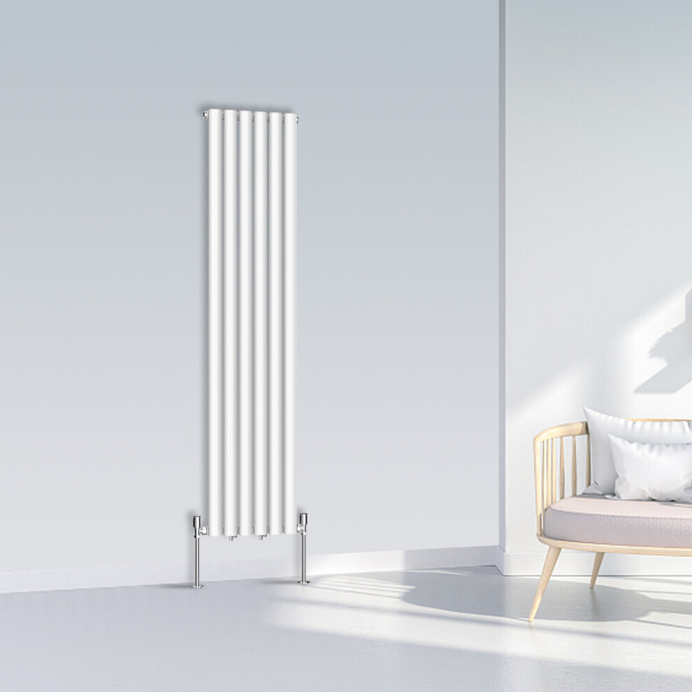 Nrg (1600X354mm Single, ) Oval Column Designer Radiator Horizontal Vertical Central Heating Radiator Rads White