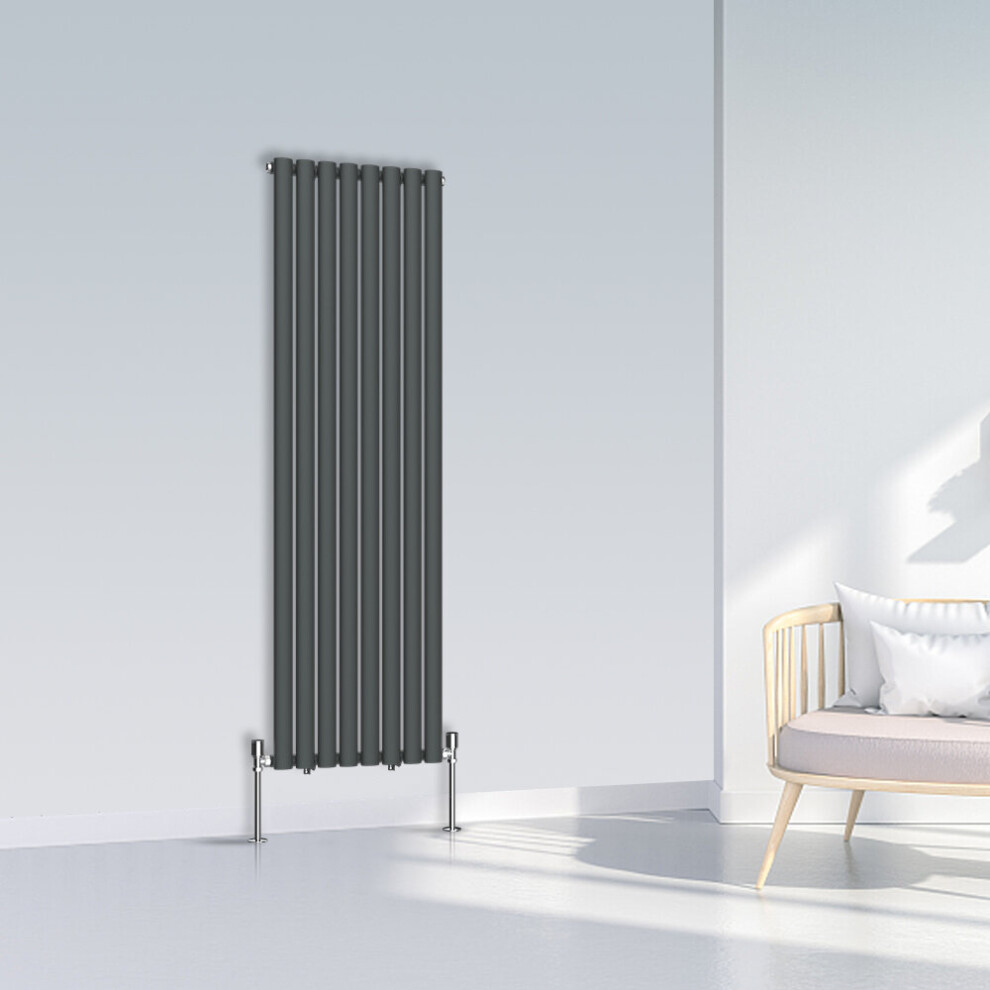 (1600x472mm Single, Anthracite) NRG Oval Column Designer Radiator Horizontal Vertical Central Heating Radiator Rads