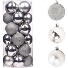 (9Pcs, Silver) 50mm Christmas Baubles Shatterproof,Tree Decorations