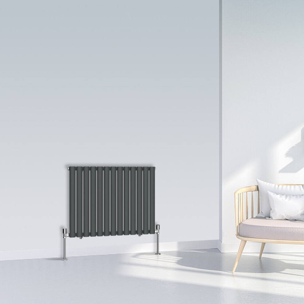 (600x767mm Single, Anthracite) NRG Oval Column Designer Radiator Horizontal Vertical Central Heating Radiator Rads