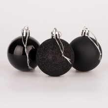 (9Pcs, Black) 50mm Christmas Baubles Shatterproof,Tree Decorations
