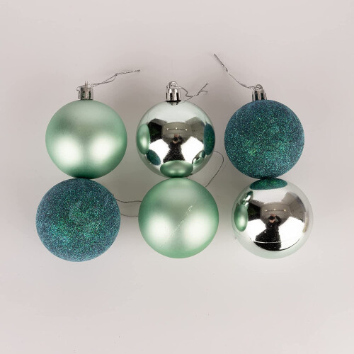 (12Pcs, Turquoise) 50mm Christmas Baubles Shatterproof,Tree Decorations 2
