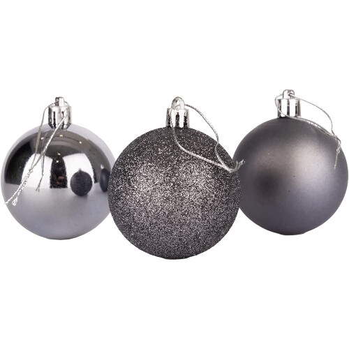 (Dark Grey) 15cm/3Pcs Christmas Baubles Shatterproof,Tree Decor 2
