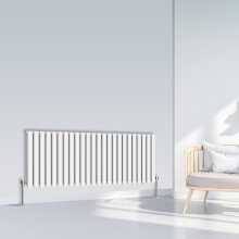 (600x1416mm Double, White) NRG Oval Column Designer Radiator Horizontal Vertical Central Heating Radiator Rads