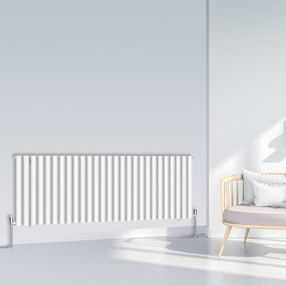 (600x1593mm Single, White) NRG Oval Column Designer Radiator Horizontal Vertical Central Heating Radiator Rads