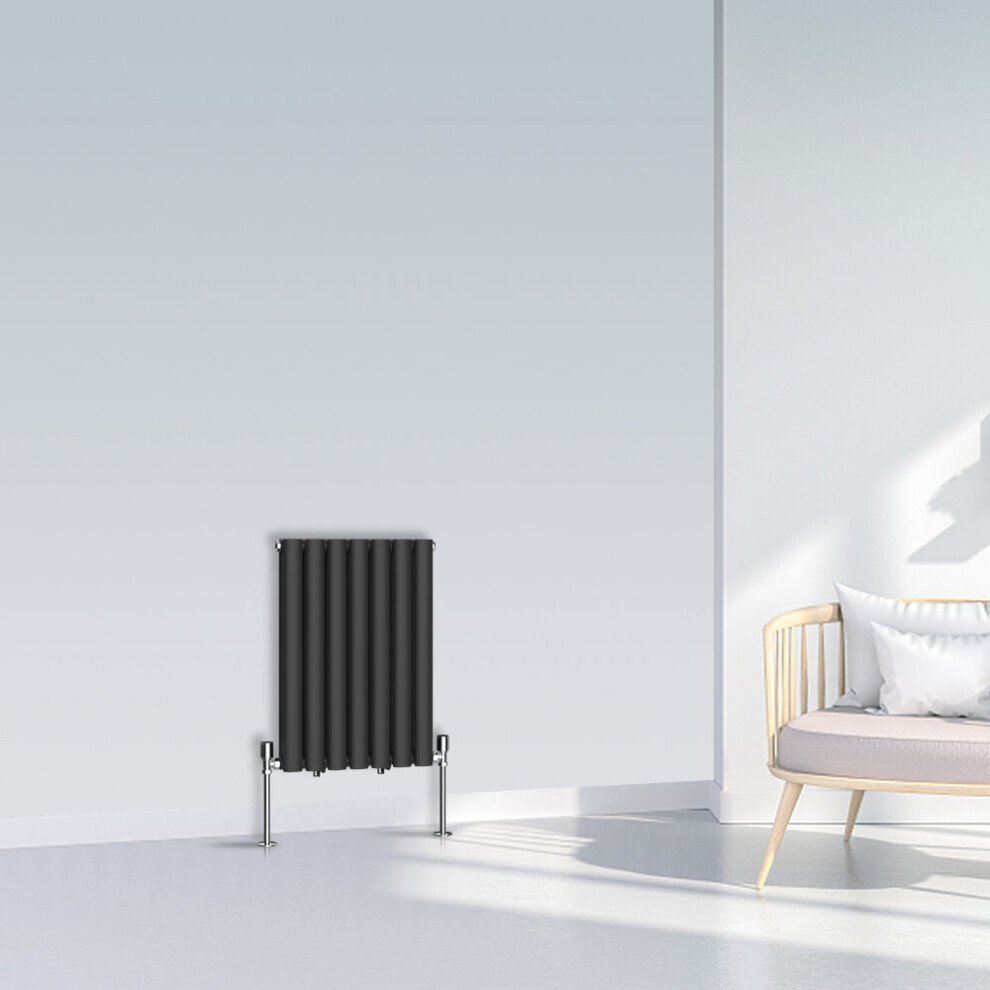 Nrg (600X413mm Double, ) Oval Column Designer Radiator Horizontal Vertical Central Heating Radiator Rads Black
