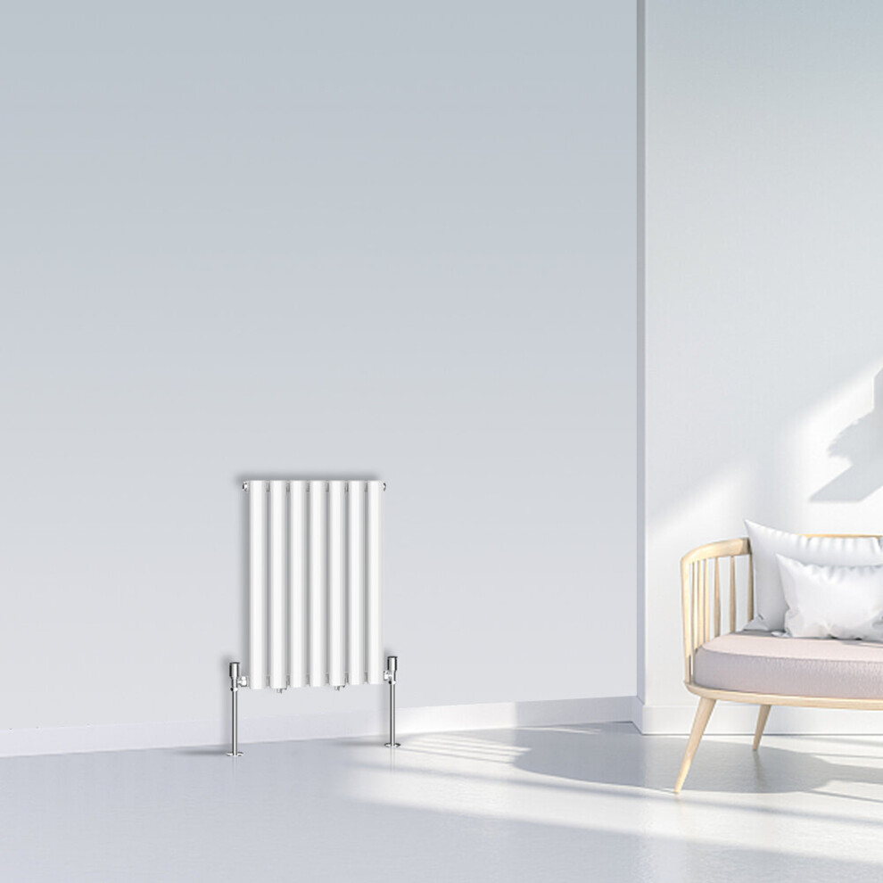 (600x413mm Single, White) NRG Oval Column Designer Radiator Horizontal Vertical Central Heating Radiator Rads