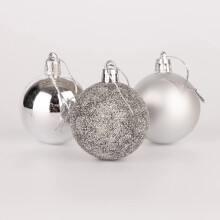 (18Pcs, Silver) 50mm Christmas Baubles Shatterproof,Tree Decorations