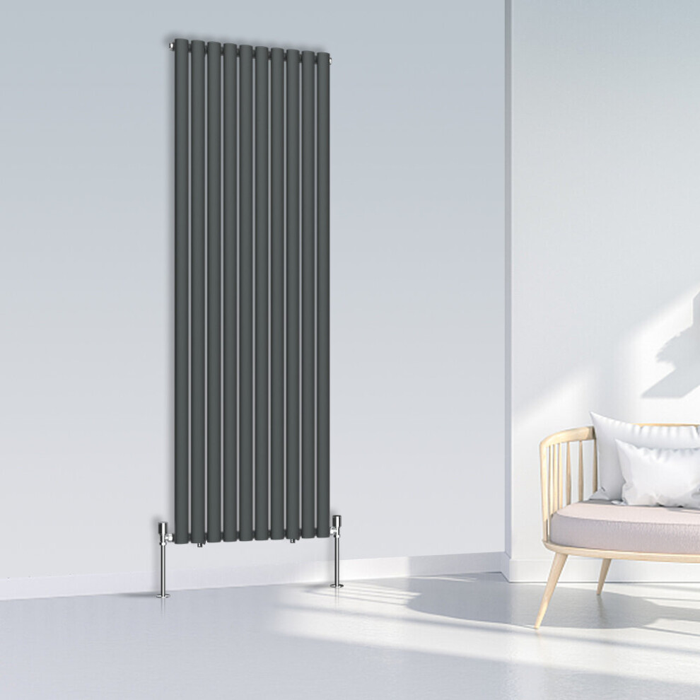 (1800x590mm Single, Anthracite) NRG Oval Column Designer Radiator Horizontal Vertical Central Heating Radiator Rads