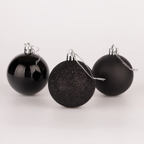 (6Pcs, Black) 60mm Christmas Baubles Shatterproof,Tree Decorations 1
