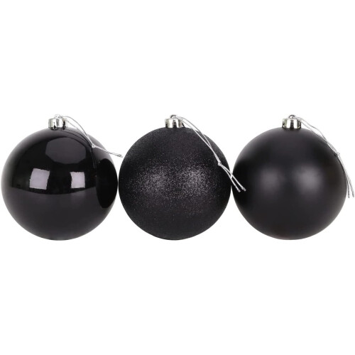 (3Pcs, Black) 10cm Christmas Baubles Shatterproof,Tree Decor 1