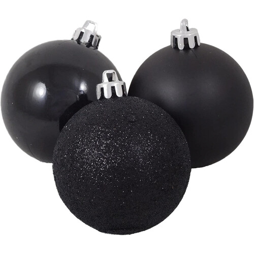 (18Pcs, Black) 50mm Christmas Baubles Shatterproof,Tree Decorations 1