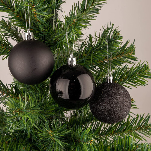 (6Pcs, Black) 60mm Christmas Baubles Shatterproof,Tree Decorations 2