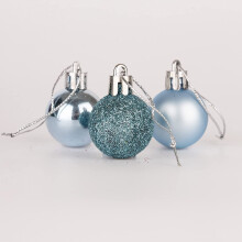 (12Pcs, Light Blue) 30mm Christmas Baubles Shatterproof,Tree Decorations