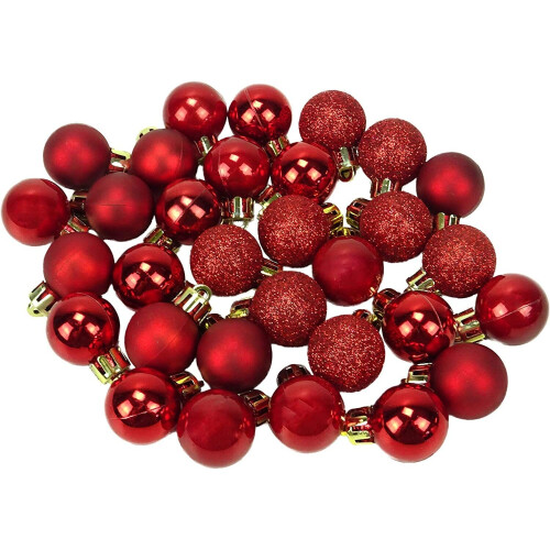 (24Pcs, Red) 30mm Christmas Baubles Shatterproof,Tree Decorations 2