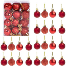(12Pcs, Red) 30mm Christmas Baubles Shatterproof,Tree Decorations