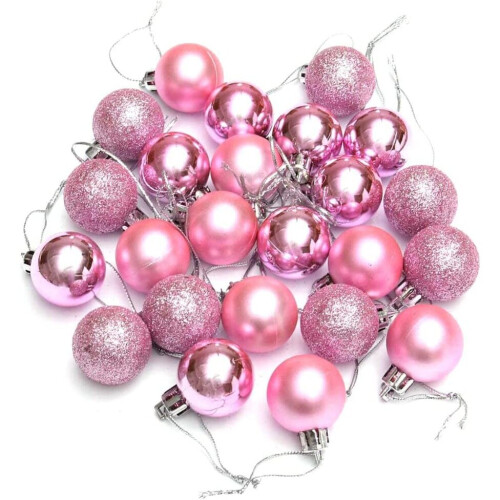 (12Pcs, Pink) 30mm Christmas Baubles Shatterproof,Tree Decorations 1