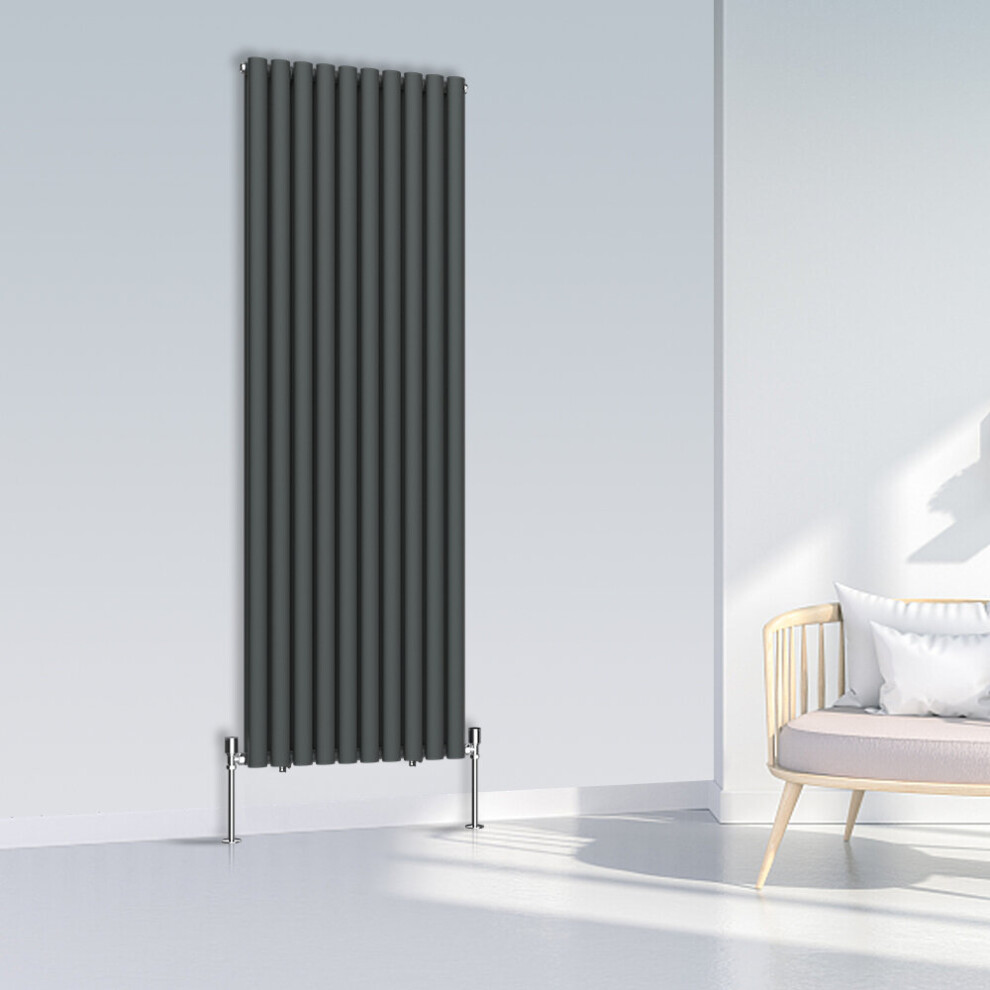 (1800x590mm Double, Anthracite) NRG Oval Column Designer Radiator Horizontal Vertical Central Heating Radiator Rads