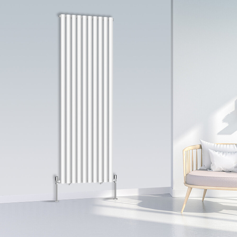 (1800x590mm Single, White) NRG Oval Column Designer Radiator Horizontal Vertical Central Heating Radiator Rads