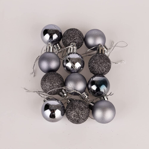 (24Pcs, Dark Grey) 30mm Christmas Baubles Shatterproof,Tree Decorations 2