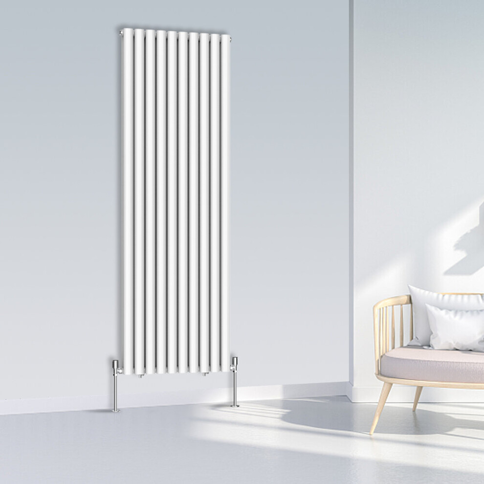 Nrg (1800X590mm Double, ) Oval Column Designer Radiator Horizontal Vertical Central Heating Radiator Rads White