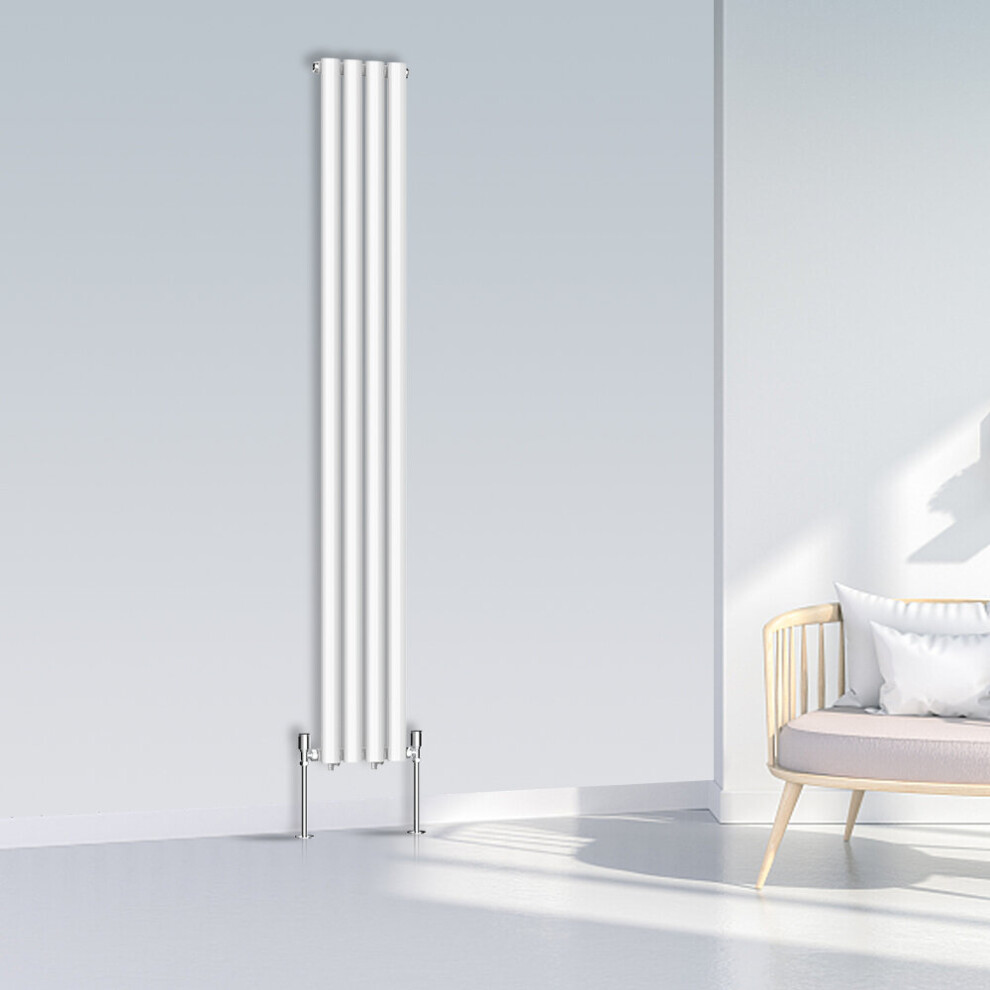 (1800x236mm Single, White) NRG Oval Column Designer Radiator Horizontal Vertical Central Heating Radiator Rads