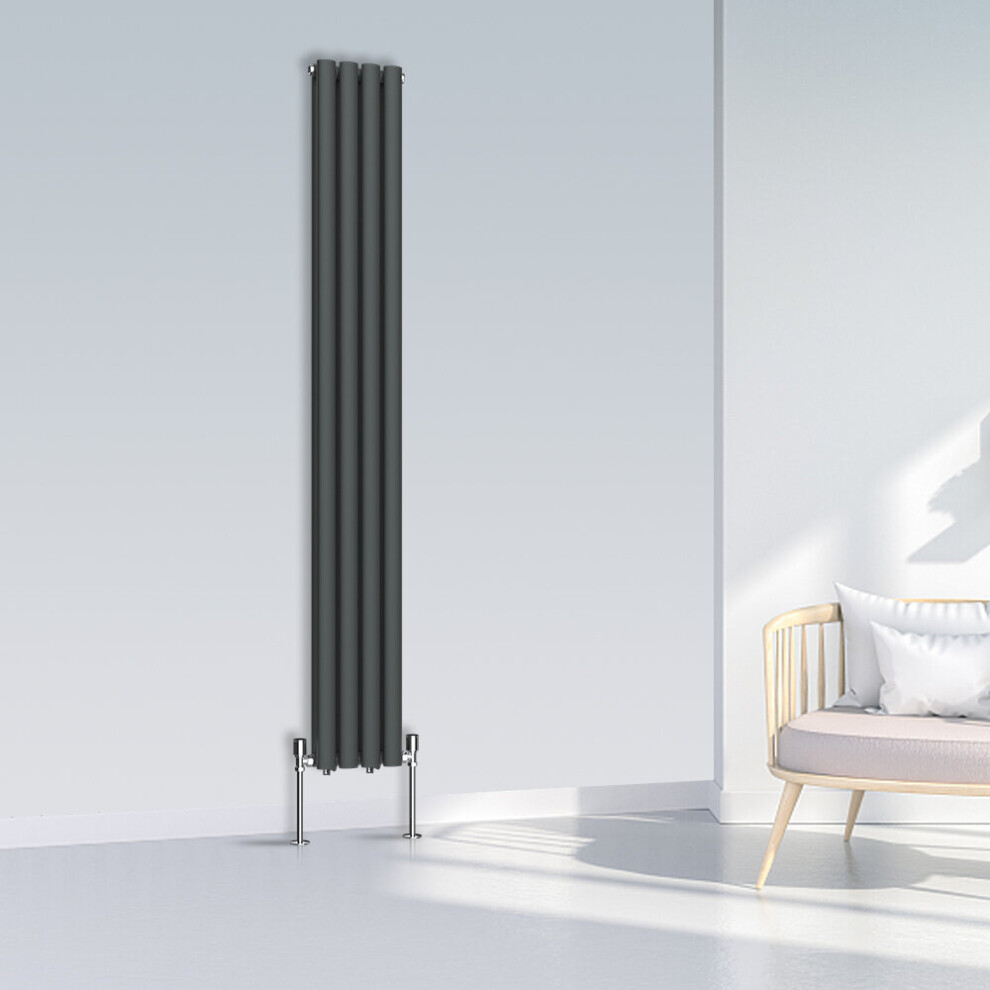 Nrg (1800X236mm Double, ) Oval Column Designer Radiator Horizontal Vertical Central Heating Radiator Rads Anthracite